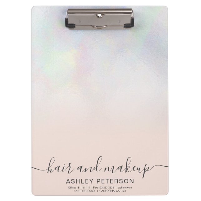 elegant typography blush pearl nacre ombre clipboard (Front)
