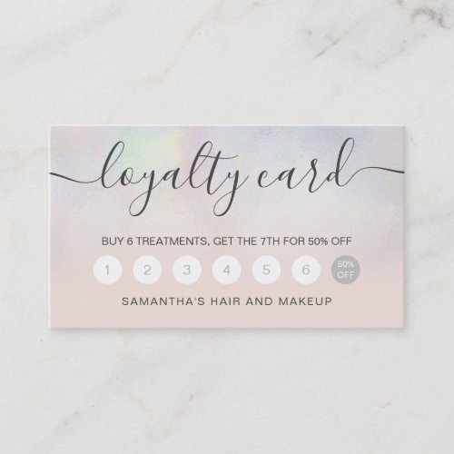 elegant typography blush pearl nacre ombre loyalty card