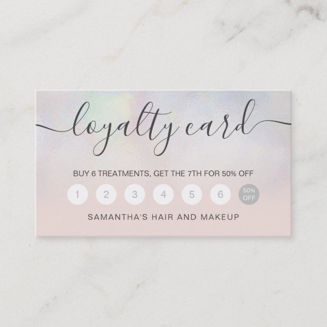 elegant typography blush pearl nacre ombre loyalty card (Front)