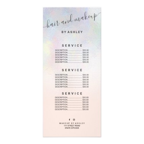 elegant typography blush pearl nacre ombre rack card