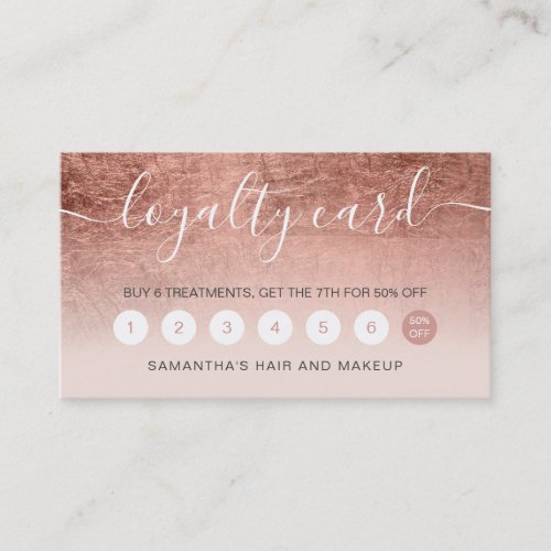 elegant typography blush rose gold foil ombre loyalty card