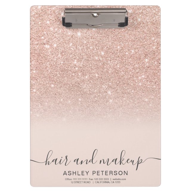 elegant typography blush rose gold glitter ombre clipboard (Front)