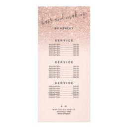 elegant typography blush rose gold glitter ombre rack card