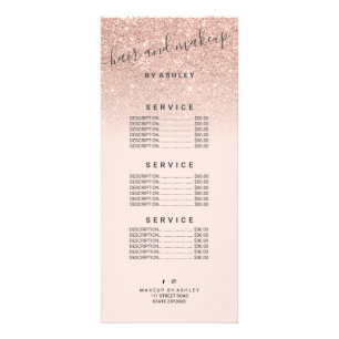 elegant typography blush rose gold glitter ombre rack card