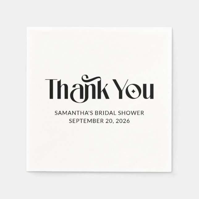 Elegant Typography Bridal Shower Thank You Napkins (Front)
