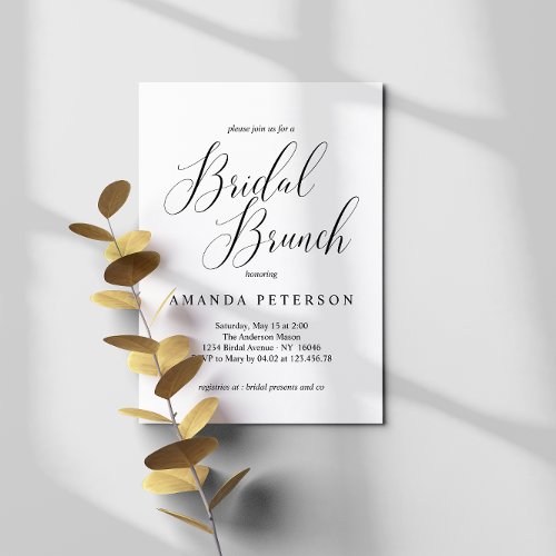 Elegant Typography Calligraphy Bridal Brunch Invitation