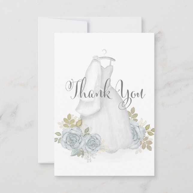 Elegant Typography Calligraphy Script Bridal Gown Thank You Card (Front)