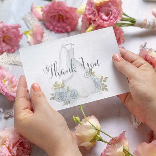 Elegant Typography Calligraphy Script Bridal Gown Thank You Card