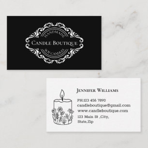 elegant typography candle maker black and white business card