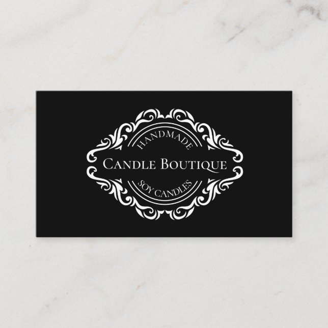 elegant  typography candle maker black and white  business card (Front)