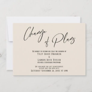 Elegant Typography Change of Plans Cream Card