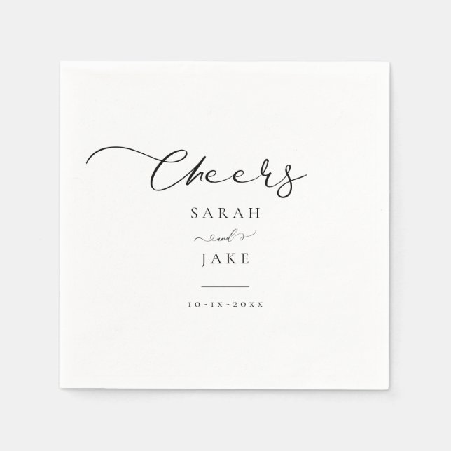 Elegant Typography: cheers Modern wedding  Napkins (Front)