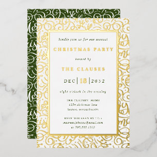 Elegant Typography Christmas Party Foil Invitation