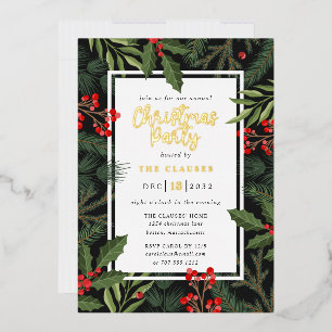 Elegant Typography Christmas Party Foil Invitation