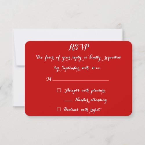Elegant Typography Christmas Red Wedding Reply RSVP Card