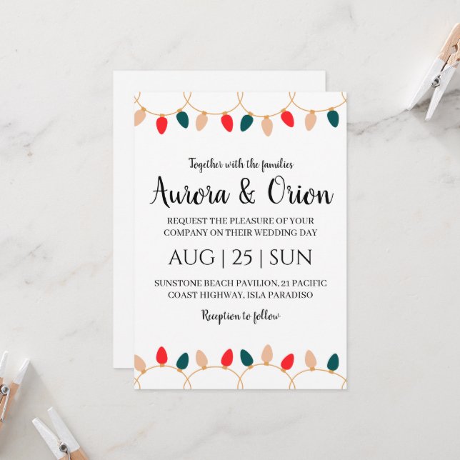 elegant typography christmas wedding cards (Front/Back In Situ)