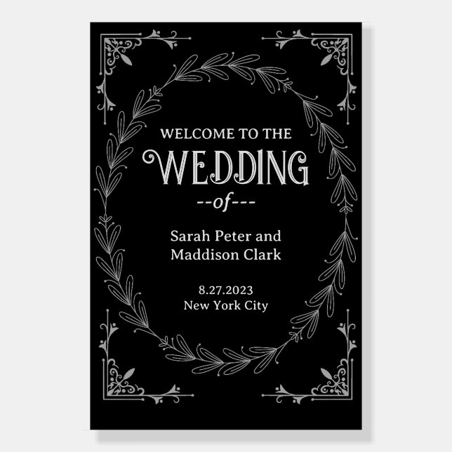 Elegant Typography Classic black white wedding  Foam Board (Front)