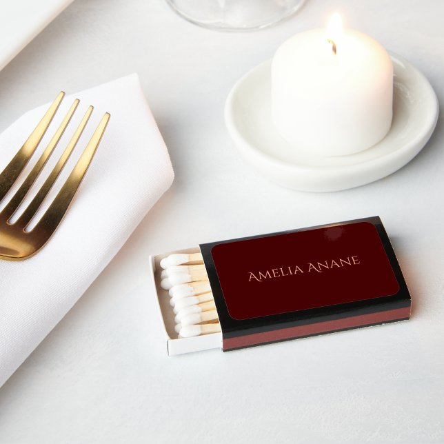 Elegant Typography Dark Red & Gold Wedding Matchboxes (Creator Uploaded)