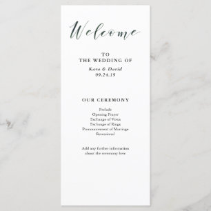 Elegant Typography Deep Green Wedding Program