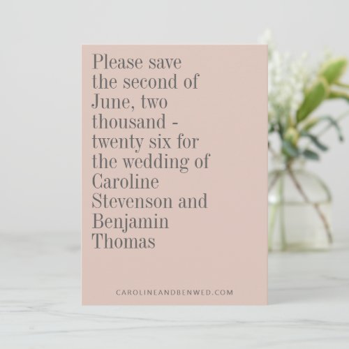 Elegant Typography Dusty Blush Modern Wedding Save The Date