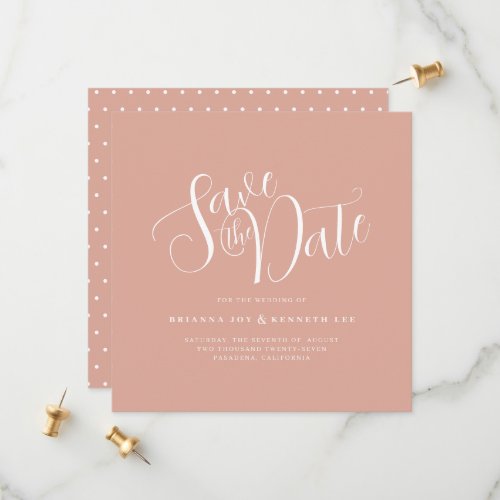 Elegant Typography Dusty Pink Wedding Save The Date