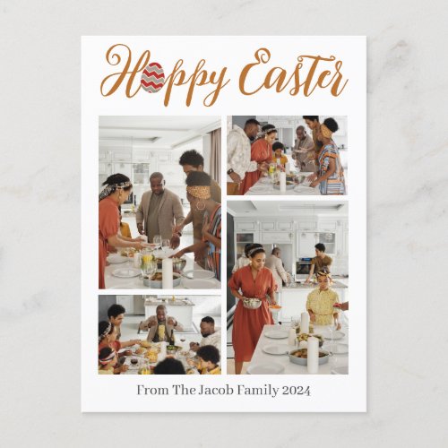 Elegant Typography Easter Family photo collage  Holiday Postcard