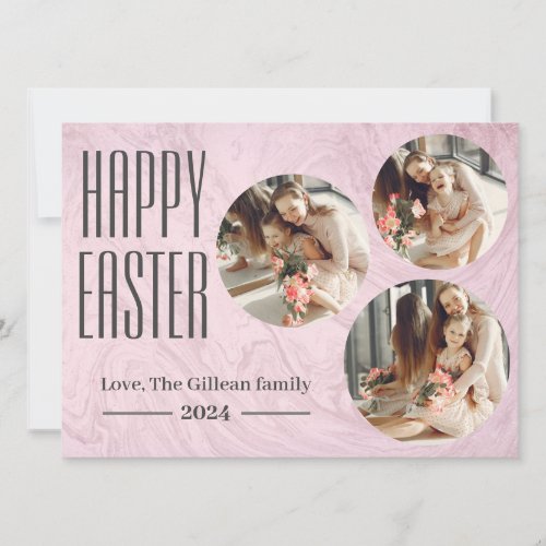 elegant Typography Easter family three photo  Holiday Card