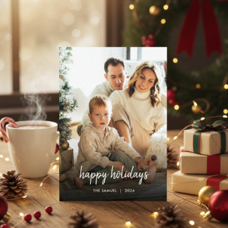 Elegant Typography Family Holiday Photo Card