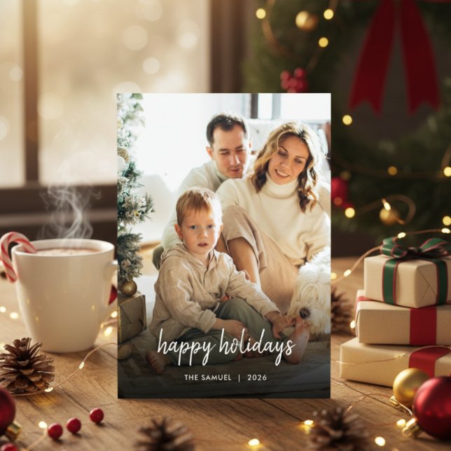 Elegant Typography Family Holiday Photo Card (Creator Uploaded)