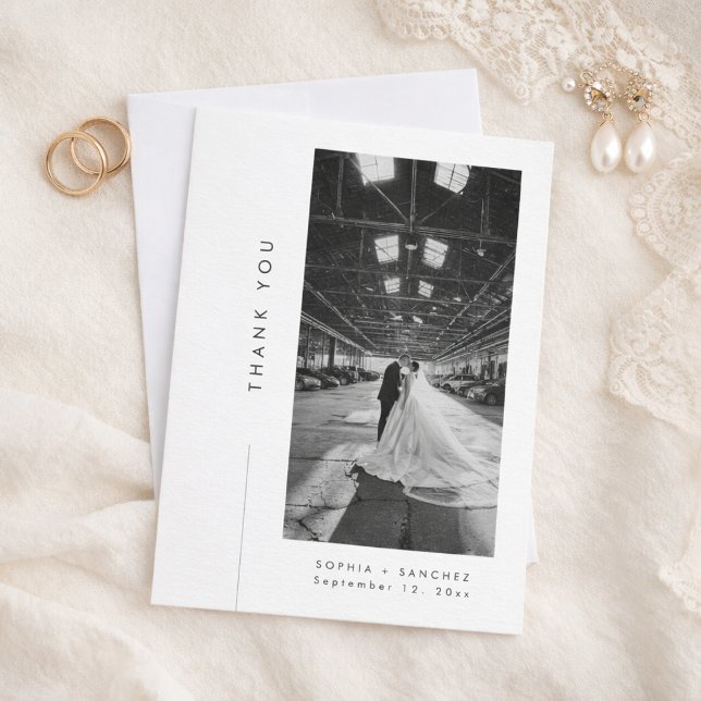 Elegant Typography Formal Wedding Photo Thank You Card (Creator Uploaded)
