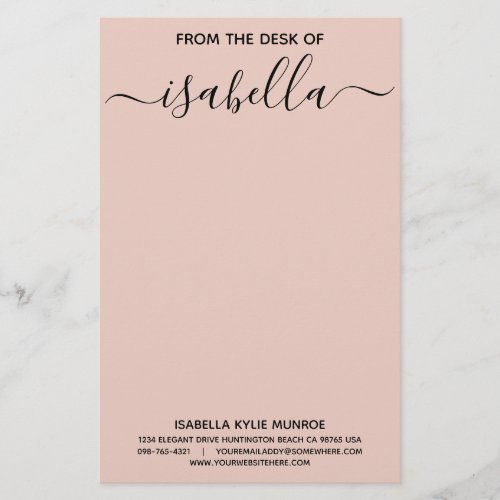 Elegant Typography From the Desk of Your Name Stationery