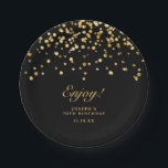 Elegant Typography Gold Glitter 70th Birthday  Paper Plates<br><div class="desc">Black & Gold Chic Typography Glitter Dust 70th Birthday Paper Plates</div>