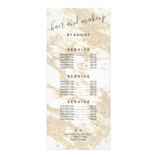 elegant typography gold glitter marble hair makeup rack card