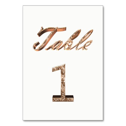 Elegant Typography Gold Table Card Number 1