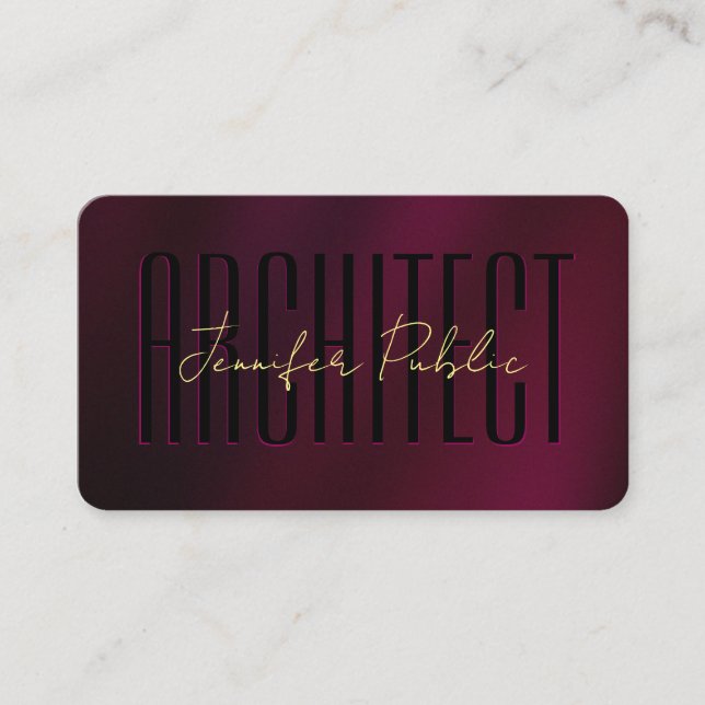 Elegant Typography Gold Text Script Luxe Architect Business Card (Front)