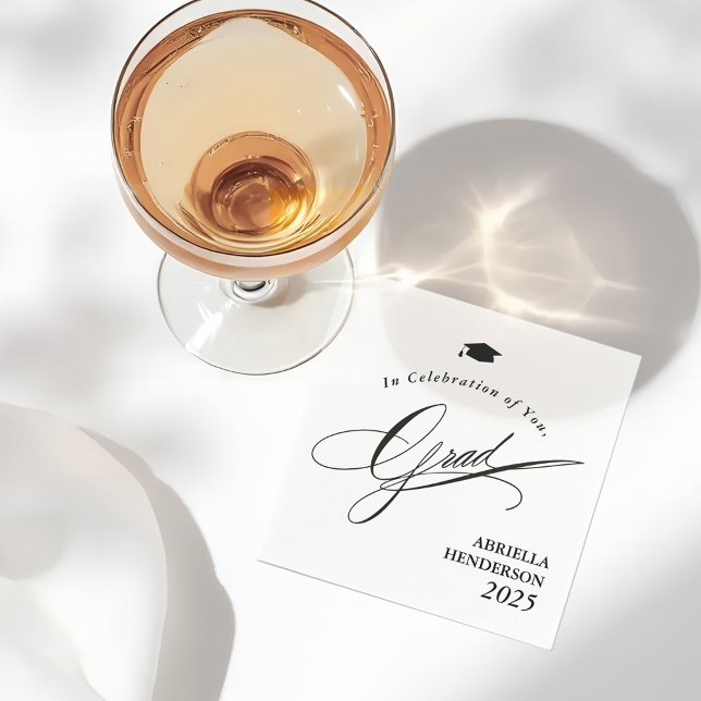 Elegant Typography Graduation Customizable Napkins (Elegant Graduation PArty Cocktail Napkins)