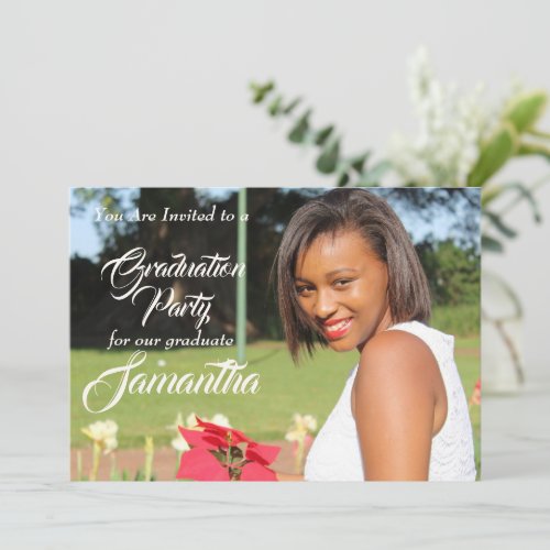 Elegant Typography Graduation Photo Party Invitation