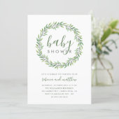 Elegant Typography & Greenery Couple's Baby Shower Invitation (Standing Front)