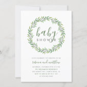 Elegant Typography & Greenery Couple's Baby Shower Invitation (Front)