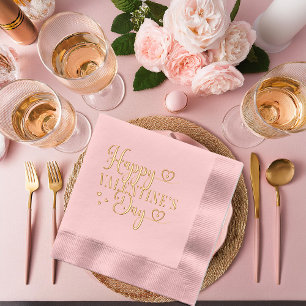 Elegant Typography Happy Valentine's Day Stamped Foil Napkins
