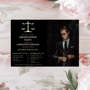 Elegant Typography Law School Graduation Party Foil Invitation