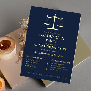 Elegant Typography Law School Graduation Party Foil Invitation