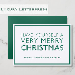 Elegant Typography Letterpress Christmas Card