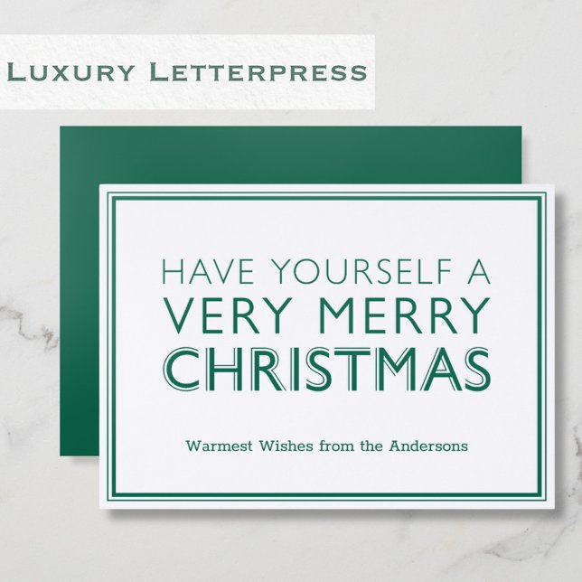 Elegant Typography Letterpress Christmas Card (Simple, clean, modern typography Christmas card in luxury Letterpress. )
