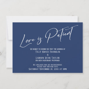 Elegant Typography Love is Patient Navy Card