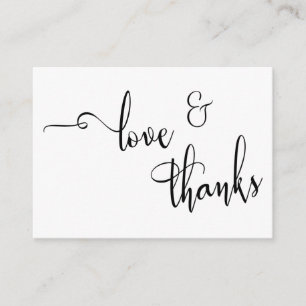Elegant Typography Love & Thanks Wedding Favor Enclosure Card