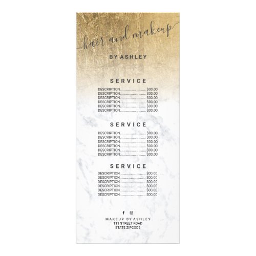 elegant typography marble chic gold foil ombre rack card
