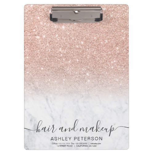 elegant typography marble rose gold glitter ombre clipboard