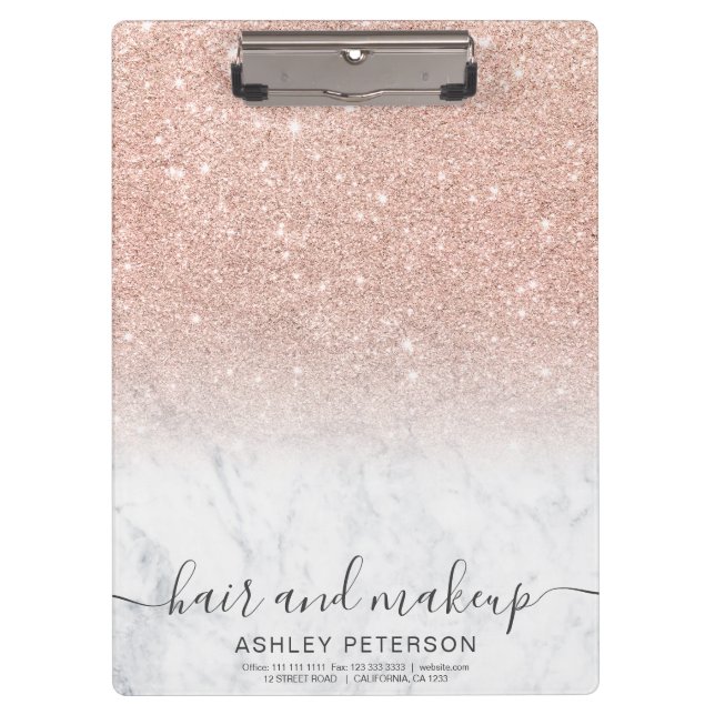 elegant typography marble rose gold glitter ombre clipboard (Front)