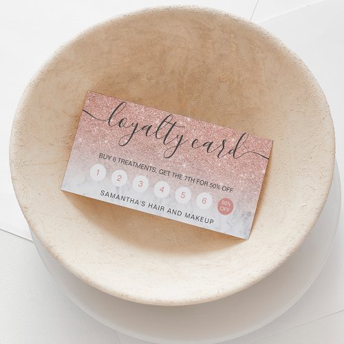 elegant typography marble rose gold glitter ombre loyalty card